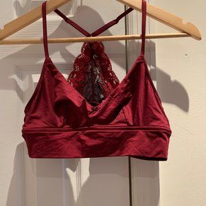 Aerie Lace and Satin Racerback Red Bra / Bralette